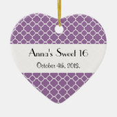 Paarse Latticework, Quatrefoil, Trellis, Sweet 16 Keramisch Ornament (Voorkant)