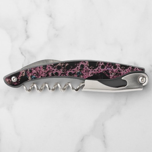 Paarse Lava 3D Fractal Geek Monogram Kurkentrekker (Achterkant)