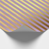 Paarse Lavande Plum Gold Stripes Lines Elegant Cadeaupapier (Hoek)