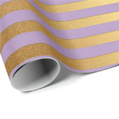 Paarse Lavande Plum Gold Stripes Lines Elegant Cadeaupapier (Rol Hoek)