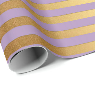 Paarse Lavande Plum Gold Stripes Lines Elegant Cadeaupapier