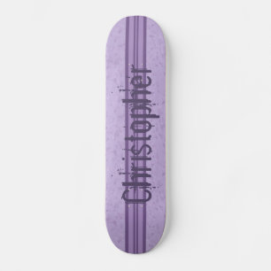 Paarse lavendel Aangepast gestreept monogram Skateboard