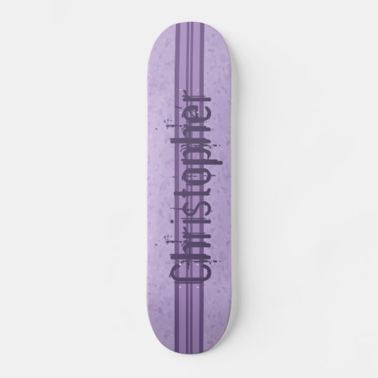 Paarse lavendel Aangepast gestreept monogram Skateboard (Voorkant)