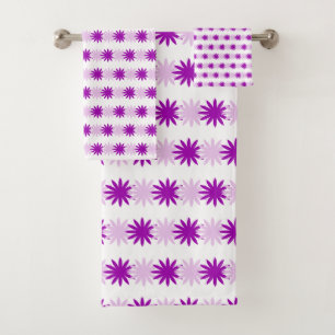 Paarse Lavendel Abstracte Bloemen Badhanddoek Set Bad Handdoek
