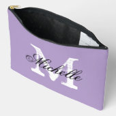 Paarse lavendel accessoiretas met monogram etui (Open)