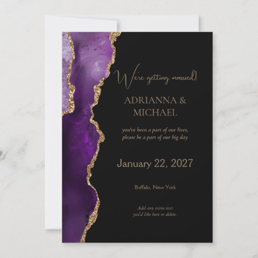 Paarse Lavendel Agaat Bruiloft Save the Date Kaart (Achterkant)