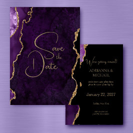 Paarse Lavendel Agaat Bruiloft Save the Date Kaart