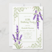 Paarse Lavendel Antiek Lijst 60e Verjaardag Kaart (Voorkant)