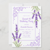 Paarse Lavendel Antiek Lijst Sweet 16 Verjaardag Kaart (Voorkant)