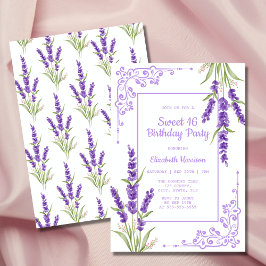 Paarse Lavendel Antiek Lijst Sweet 16 Verjaardag Kaart
