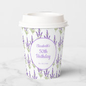 Paarse Lavendel Antiek Lijst Verjaardag Papieren Bekers (Achterkant)