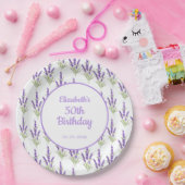 Paarse Lavendel Antiek Lijst Verjaardag Papieren Bordje (Feest)