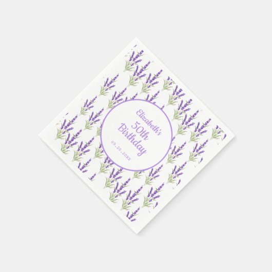 Paarse Lavendel Antiek Lijst Verjaardag Servet (Hoek)