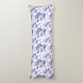 Paarse Lavendel Aquarel Bloem Wit Lichaamskussen (Achterkant (Verticaal))