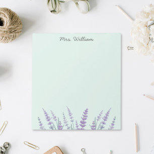 Paarse Lavendel Aquarel Bloemig Notitieblok