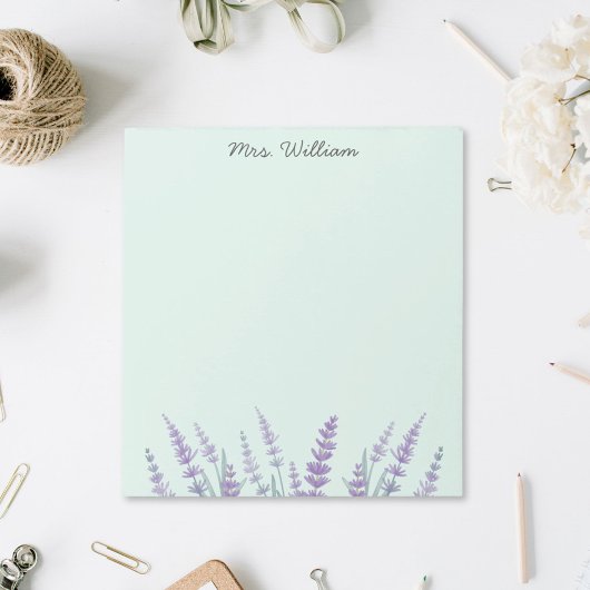 Paarse Lavendel Aquarel Bloemig Notitieblok