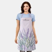 Paarse Lavendel Aquarel Bloemig Schort (Gedragen)