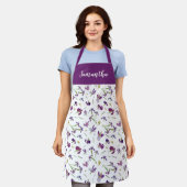 Paarse Lavendel Aquarel Wilde Bloem Eigen Naam Schort (Gedragen)