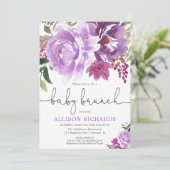 Paarse lavendel baby brunch douche kaart (Staand voorkant)
