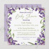 Paarse Lavendel Baby shower Monogram Uitnodigen Feestdagenkaart (Voorkant / Achterkant)