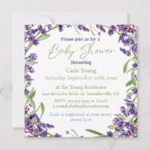 Paarse Lavendel Baby shower Monogram Uitnodigen
