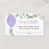 Paarse lavendel ballonvaarder baby shower diapertr informatiekaartje (Voorkant)