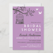 Paarse lavendel Bird Cage Rustic Shower Invitation Kaart (Voorkant)