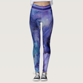 Paarse, Lavendel, Blauw & Aqua Waterverf Leggings