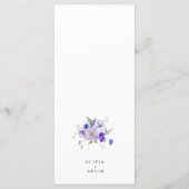 Paarse lavendel blauw marine stoffige bloemen brui menu (Achterkant)