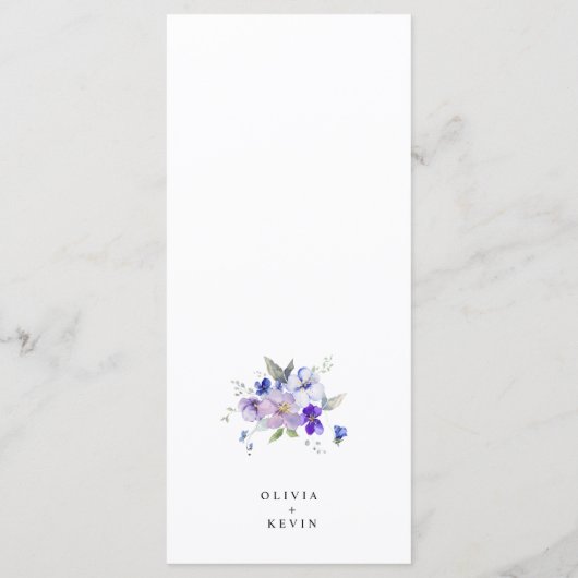 Paarse lavendel blauw marine stoffige bloemen brui menu (Achterkant)