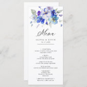 Paarse lavendel blauw marine stoffige bloemen brui menu (Voorkant / Achterkant)