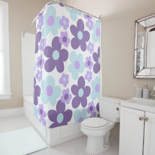 Paarse Lavendel Blauwe Daisies Retro Dream #1 #ret Douchegordijn