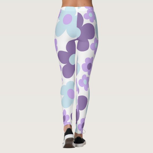 Paarse Lavendel Blauwe Daisies Retro Dream #1 #ret Leggings (Achterkant)