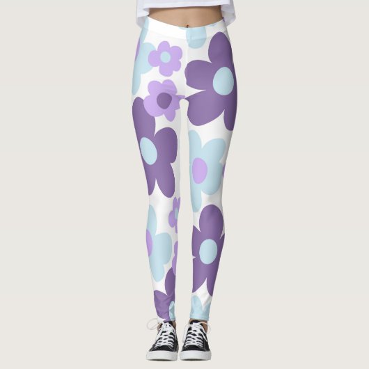 Paarse Lavendel Blauwe Daisies Retro Dream #1 #ret Leggings (Voorkant)