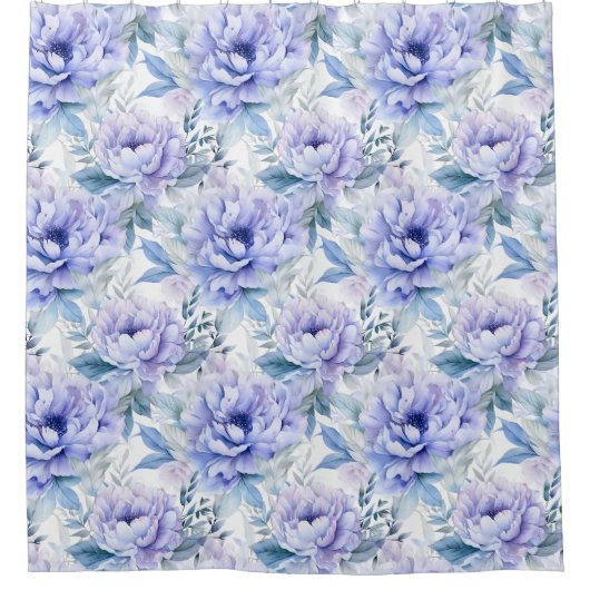 Paarse, Lavendel, Blauwe pioen Bloemendouchegordij Douchegordijn (Voorkant)