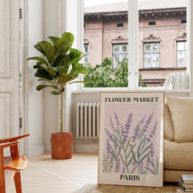 Paarse Lavendel Bloem Aquarel Bloemstuk Muur Kunst