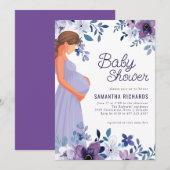 Paarse Lavendel Bloem | Baby Borrel Kaart (Voorkant / Achterkant)