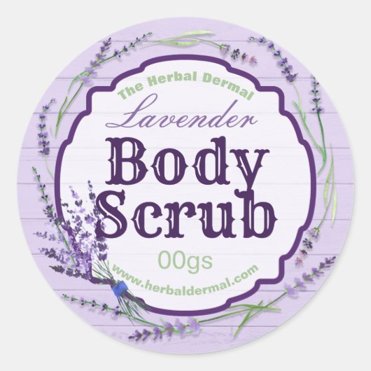Paarse Lavendel Bloem Body Scrub Labels (Voorkant)