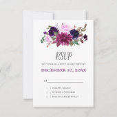 Paarse lavendel bloem boho bruiloft RSVP (Voorkant)