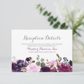 Paarse lavendel bloem boho bruiloftsreceptiekaart kaart (Staand voorkant)