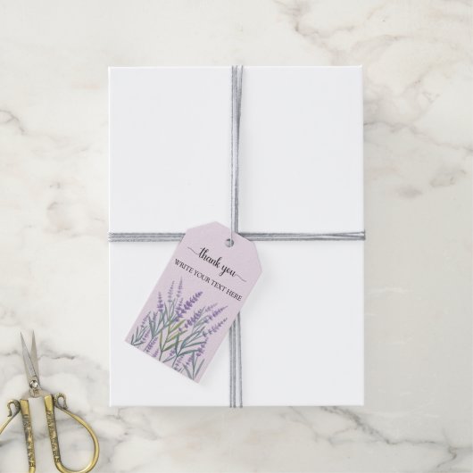 Paarse Lavendel Bloem Waterverf Bloemen Cadeaulabel (Met Touw)
