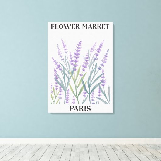 Paarse Lavendel Bloem Waterverf Bloemen Canvas Afdruk (Insitu (Houten vloer))