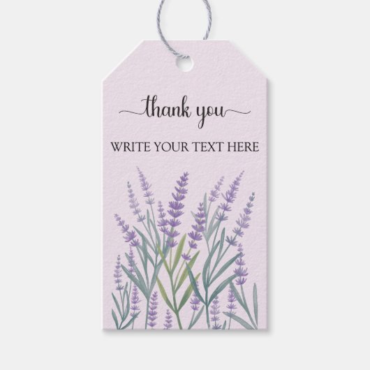 Paarse Lavendel Bloem Waterverf Bloemstuk Cadeaulabel (Voorkant)