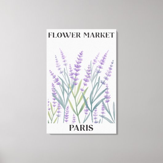Paarse Lavendel Bloem Waterverf Bloemstuk Canvas Afdruk (Voorkant)