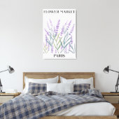 Paarse Lavendel Bloem Waterverf Bloemstuk Canvas Afdruk (Insitu (Slaapkamer))