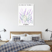 Paarse Lavendel Bloem Waterverf Bloemstuk Canvas Afdruk (Insitu (Slaapkamer))