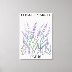 Paarse Lavendel Bloem Waterverf Bloemstuk Canvas Afdruk