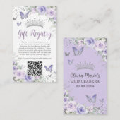 Paarse Lavendel Bloemachtige Quinceanera Cadeau Re Informatiekaartje (Voorkant / Achterkant)
