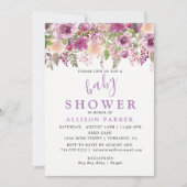 Paarse Lavendel Bloemen Baby shower Uitnodiging (Voorkant)