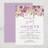 Paarse Lavendel Bloemen Baby shower Uitnodiging (Voorkant / Achterkant)